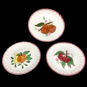 3 VTG Blue Ridge Southern Potteries 8 3/8” Country Fair Salad Plates in EUC